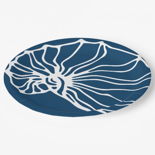 Elegantes Sea Muschel Muster - Aquamarines Blue Oc Pappteller (Schrägansicht)