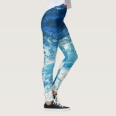 Elegantes Sea Waves Blue Ocean Muster Leggings (Rechts)