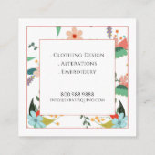 Elegantes Seamstress Floral Muster Quadratische Visitenkarte (Rückseite)