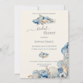 Elegantes Seashell Border-Brautparty Einladung (Vorderseite)