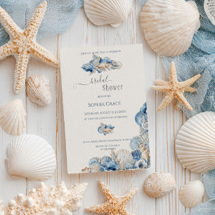 Elegantes Seashell Border-Brautparty Einladung