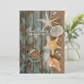 elegantes seashells Beach Brautparty Tee Party Einladung (Stehend Vorderseite)