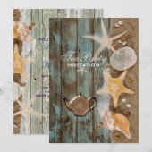 elegantes seashells Beach Brautparty Tee Party Einladung (Vorne/Hinten)