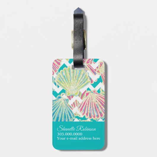 Elegantes Seashells Muster Gepäckanhänger (Rückseite vertikal)