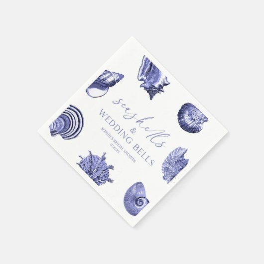 Elegantes Seashells & Wedding Bells Brautparty Serviette (Ecke)