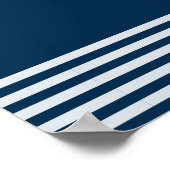 Elegantes Seaside Coastal Blue Stripe Hochzeitssym Poster (Ecke)