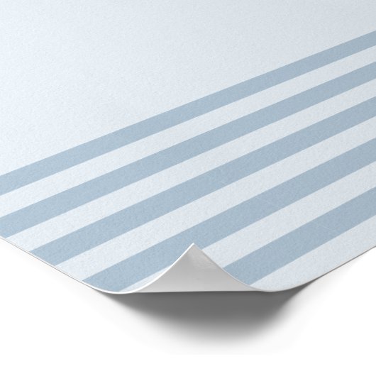 Elegantes Seaside Coastal Blue Stripe Hochzeitssym Poster (Ecke)