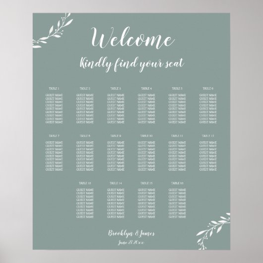 Elegantes Seekarten für Hochzeiten 20x24 Poster (Vorne)