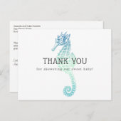 Elegantes Seepferd Baby Shower Vielen Dank Postkarte (Vorne/Hinten)