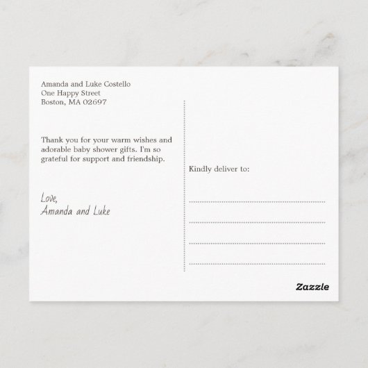 Elegantes Seepferd Baby Shower Vielen Dank Postkarte (Rückseite)