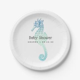 Elegantes Seepferd Babydusche Pappteller