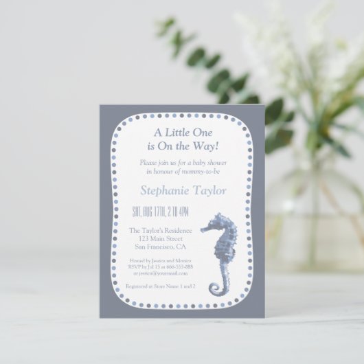 Elegantes Seepferd Ocean Baby Shower Einladungen (Stehend Vorderseite)