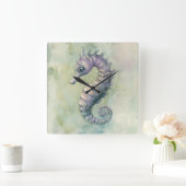 Elegantes Seepferd Wall Clock Quadratische Wanduhr (Zuhause)