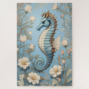 Elegantes Seepferd William Morris Inspiriert Puzzle