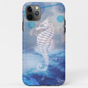 Elegantes Seepferdchen Blaue Meereswellen Case-Mate iPhone Hülle