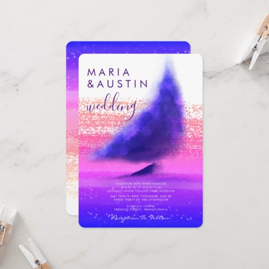 Elegantes Seesegelboot Ombre Wassercolour Wedding Einladung (Vorderseite/Rückseite Beispiel)