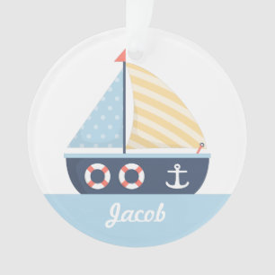 Elegantes Segelboot-Maritimes Thema für Jungenzimm Ornament