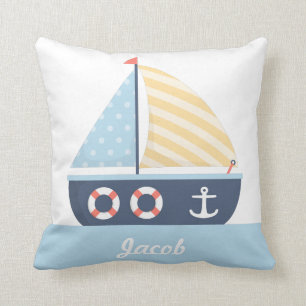 Elegantes Segelboot Maritimes Thema Jungen Zimmer  Kissen