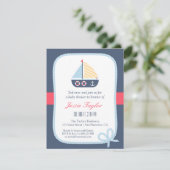 Elegantes Segelboot Nautical Baby Shower Einladung (Stehend Vorderseite)