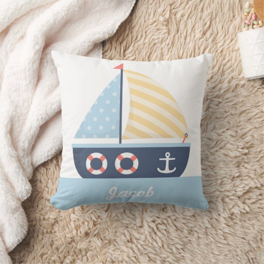 Elegantes Segelboot Nautical Theme Boys Zimmerdeko Kissen (Decke)