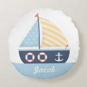 Elegantes Segelschiff Schönes Thema für Jungen Zim Rundes Kissen (Vorderseite)