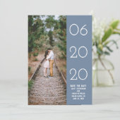 Elegantes seitliches Swept-Foto Save the Date | Bl (Stehend Vorderseite)