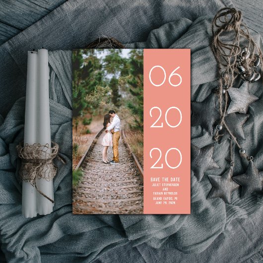 Elegantes seitliches Swept-Foto Save the Date | Ko