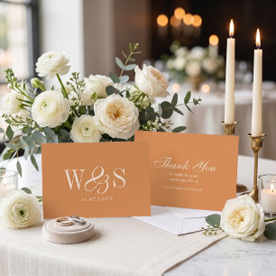 Elegantes Senf Anfangs Hochzeitspaare Dankeskarte