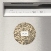 Elegantes Sepia Botanical Pattern Monogramm Magnet (In Situ (Geschirrspüler))