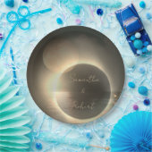 Elegantes Sepia Solar Eclipse Custom Foto Wedding Pappteller (Party)