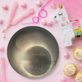 Elegantes Sepia Solar Eclipse Custom Foto Wedding Pappteller (Party)