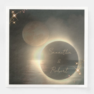 Elegantes Sepia Solar Eclipse Custom Foto Wedding Serviette