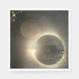 Elegantes Sepia Solar Eclipse Custom Foto Wedding Serviette