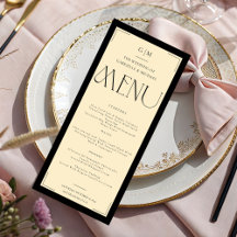 Elegantes Serif-Monogramm Schwarz Creme Hochzeit 