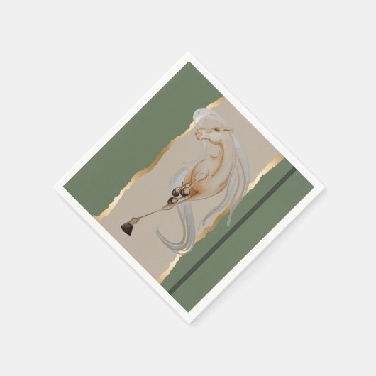 Elegantes Serviette mit edlem Pferdemotiv (Ecke)