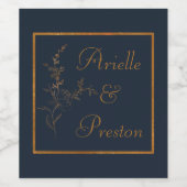 Elegantes Set für Blaue und goldene Weine Weinetikett (Einzelnes Label)