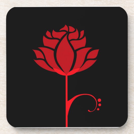 Elegantes Set mit Rote Rose von 6 Untersetzer (Vorderseite)