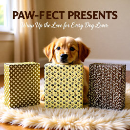 Elegantes Set von 3 Hundepfows Geschenkpapier Set