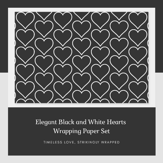 Elegantes Set zum Umschnallen von Schwarz und Weiß Geschenkpapier Set