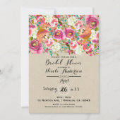 Elegantes Shabby Chic-Brautparty für Floral und Kr Einladung (Vorderseite)