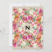 Elegantes Shabby Chic-Brautparty für Floral und Kr Einladung (Rückseite)