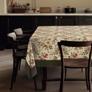 Elegantes Shabby Chic Feine Blumenstickerei Tischdecke