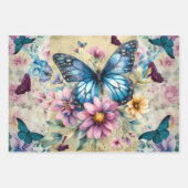 Elegantes Shabby Chic Floral & Butterflies Geschenkpapier Set (Vorderseite 3)