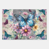Elegantes Shabby Chic Floral & Butterflies Geschenkpapier Set (Vorderseite 2)