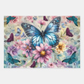 Elegantes Shabby Chic Floral & Butterflies Geschenkpapier Set (Vorderseite)