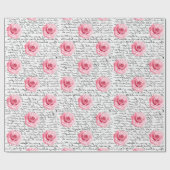 Elegantes Shabby Chic Rosa Rosen und Handschrift Geschenkpapier (Flach)