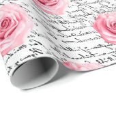 Elegantes Shabby Chic Rosa Rosen und Handschrift Geschenkpapier (Rolleneckpunkt)