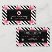 Elegantes Shabby Chic, rosa und schwarze Rose Must Visitenkarte (Vorne/Hinten)