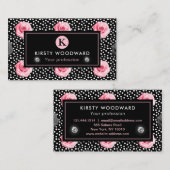 Elegantes Shabby Chic, rosa und schwarze Rose Must Visitenkarte (Vorne/Hinten)