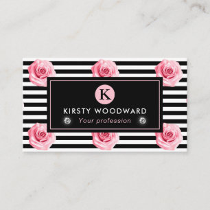 Elegantes Shabby Chic, rosa und schwarze Rose Must Visitenkarte
